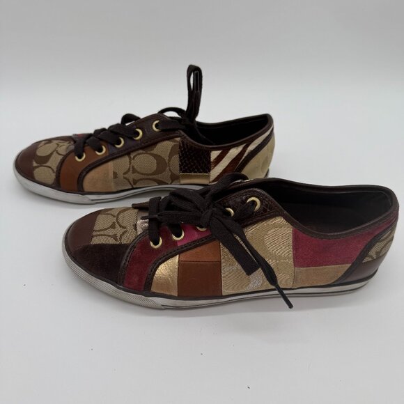 Coach Shoes - Limited edition Coach patchwork tennis shoes Size 8.5